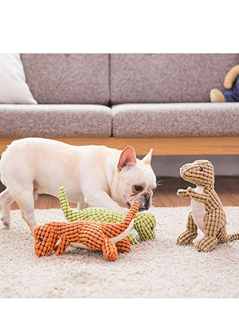 Dog Toy for Aggressive Chewers, 3pcs Indestructible Robust Dino Stuffed Plush Squeaky Dog Toy for Small Medium Large Dog - Image 4